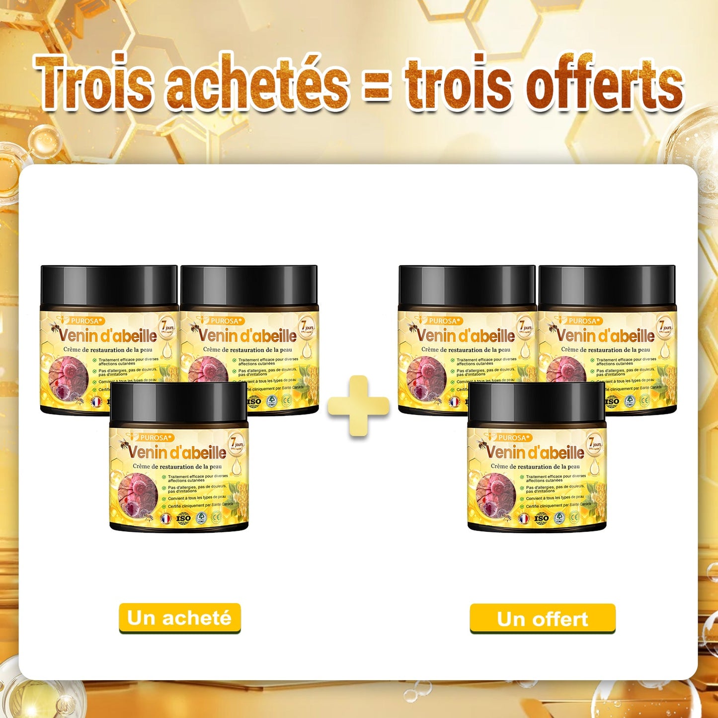 🐝PUROSA® Venin d'abeille Crème de restauration de la peau🔥 DERNIÈRE JOURNÉE – 80 % DE RABAIS !