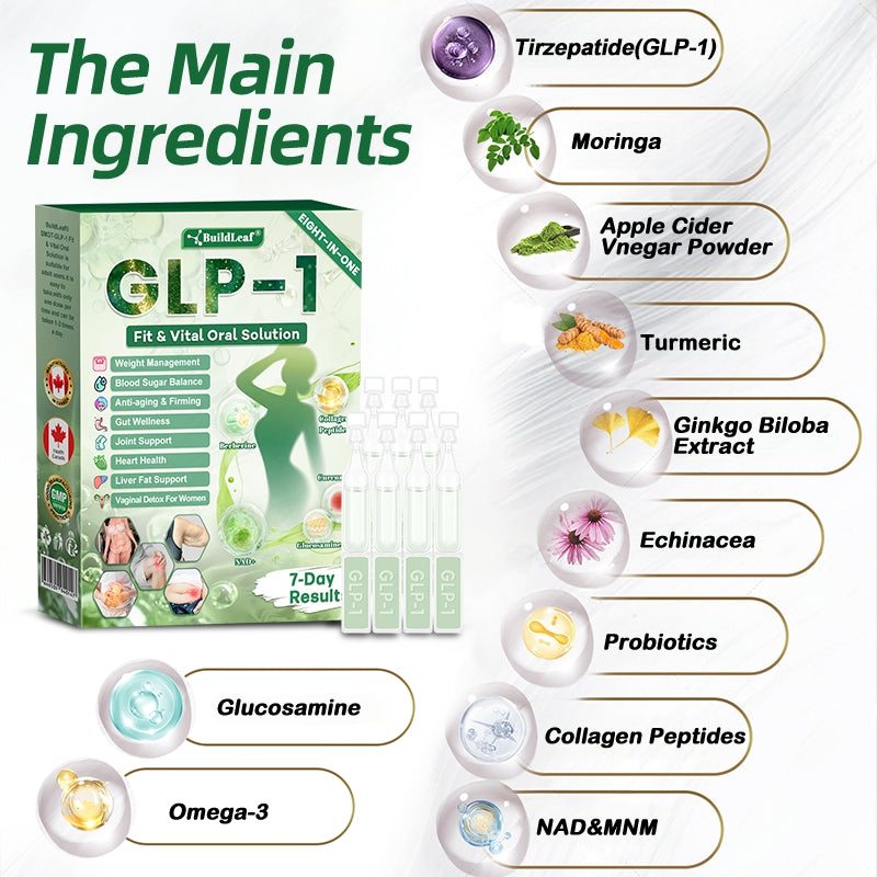 Magasin officiel | BuildLeaf® GLP-1 8-en-1 Solution orale Fit & Vital (Modifications visibles en 7 jours) ✅ Pour l'obésité, la santé cardiovasculaire, le diabète, l'apnée du sommeil, la santé intestinale, les problèmes articulaires et plus encore