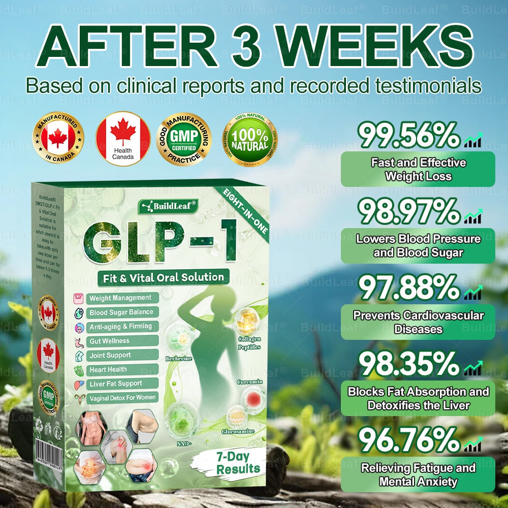 Magasin officiel | BuildLeaf® GLP-1 8-en-1 Solution orale Fit & Vital (Modifications visibles en 7 jours) ✅ Pour l'obésité, la santé cardiovasculaire, le diabète, l'apnée du sommeil, la santé intestinale, les problèmes articulaires et plus encore